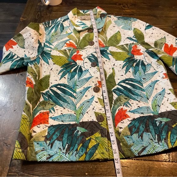 Life Style Tropical Leaf Print Blazer - Picture 4 of 11